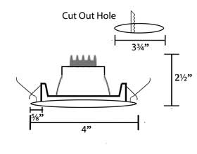 Round recessed LED plug in cabinet light dimensions